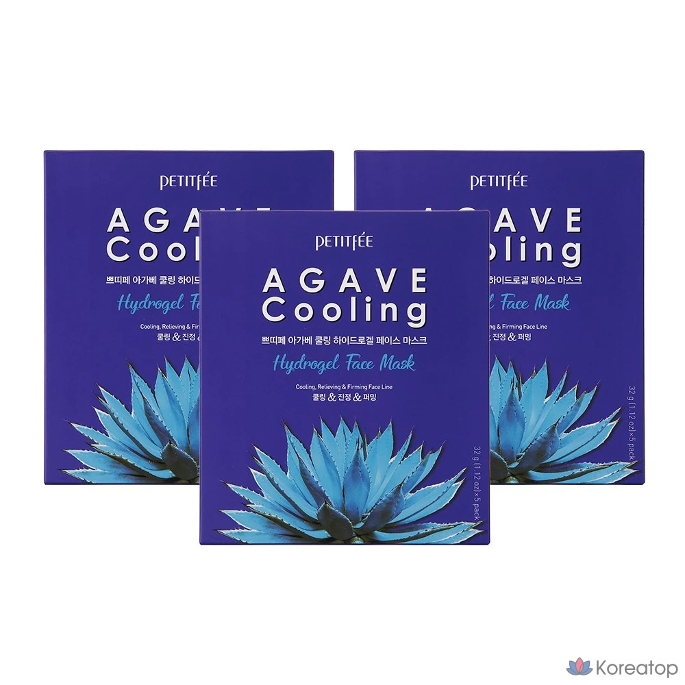 Тканевая маска для лица Petitfee Agave Cooling Hydrogel Face Mask, 15 шт.