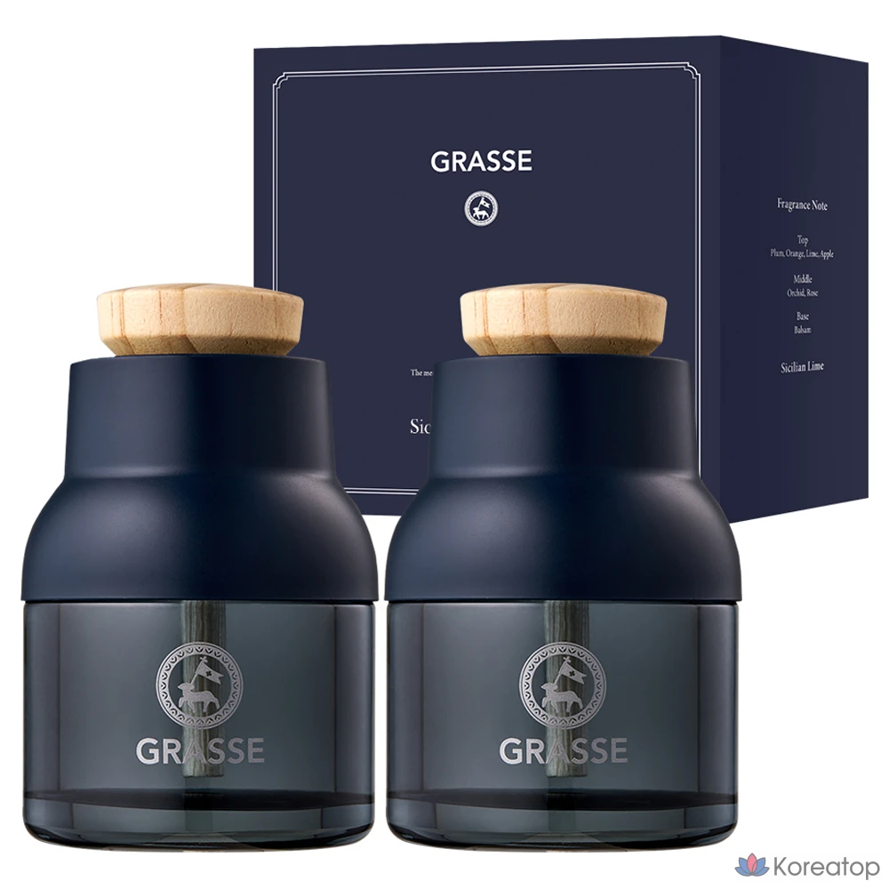 Автомобильный ароматизатор Bullsone Grasse Blue, аромат Sicilian Lime, 90 мл x 2 шт.