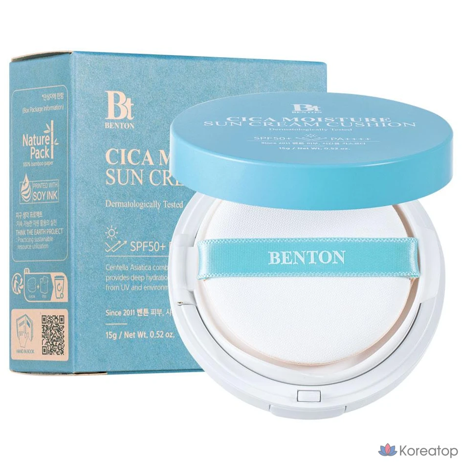 Солнцезащитный кушон Benton Cica Hydrating Tone-Up Sun Cushion SPF50+/PA++++, 15 г, 1 шт.