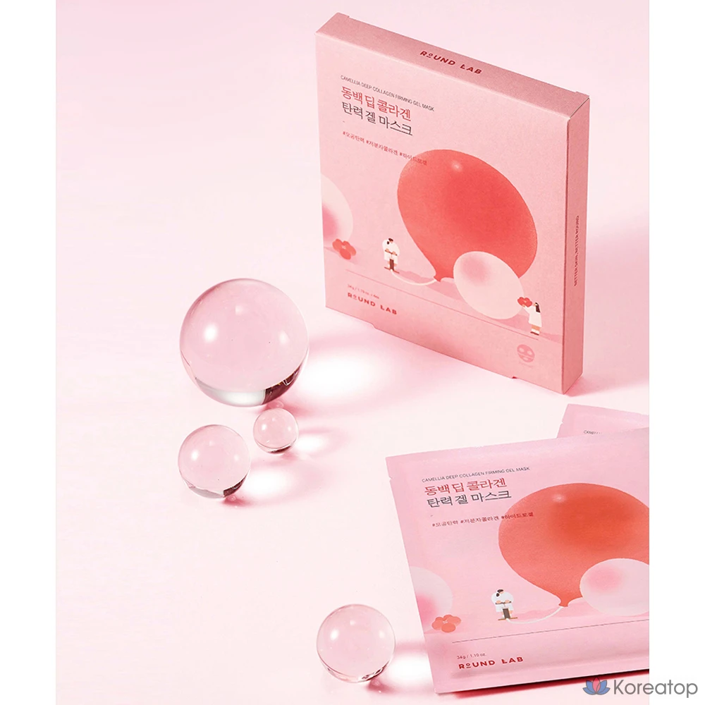Гелевая маска для лица Round Lab Camellia Deep Collagen Firming Gel Mask, 34 г, 40 шт., фото 8