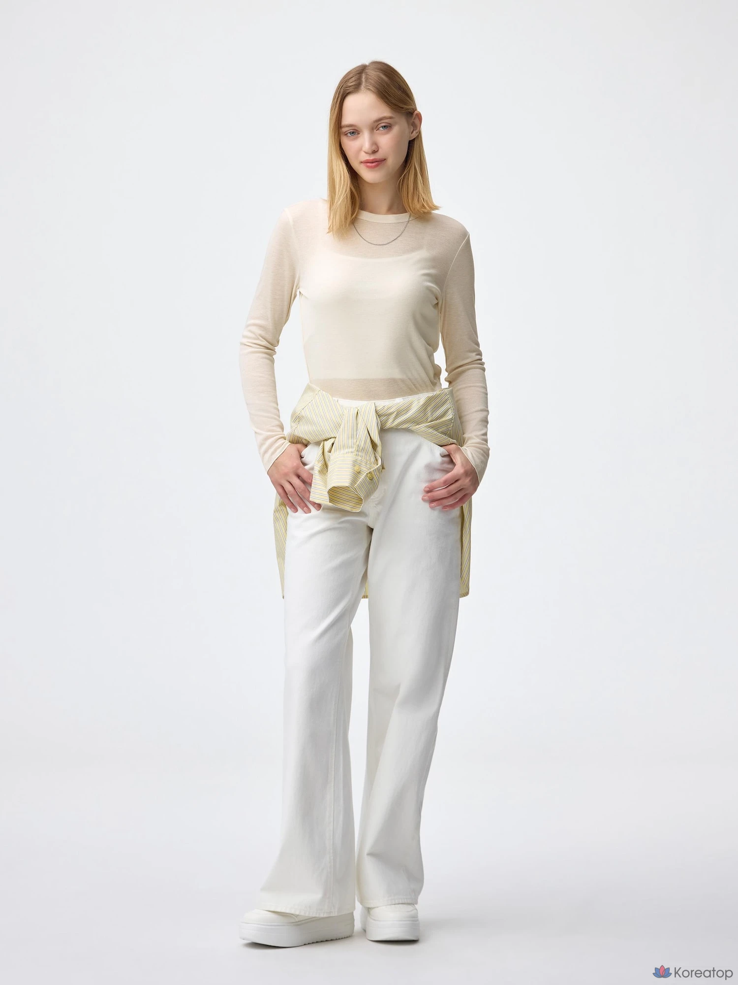 Футболка Uniqlo Soft Sheer Crew Neck T-Shirt Long Sleeve