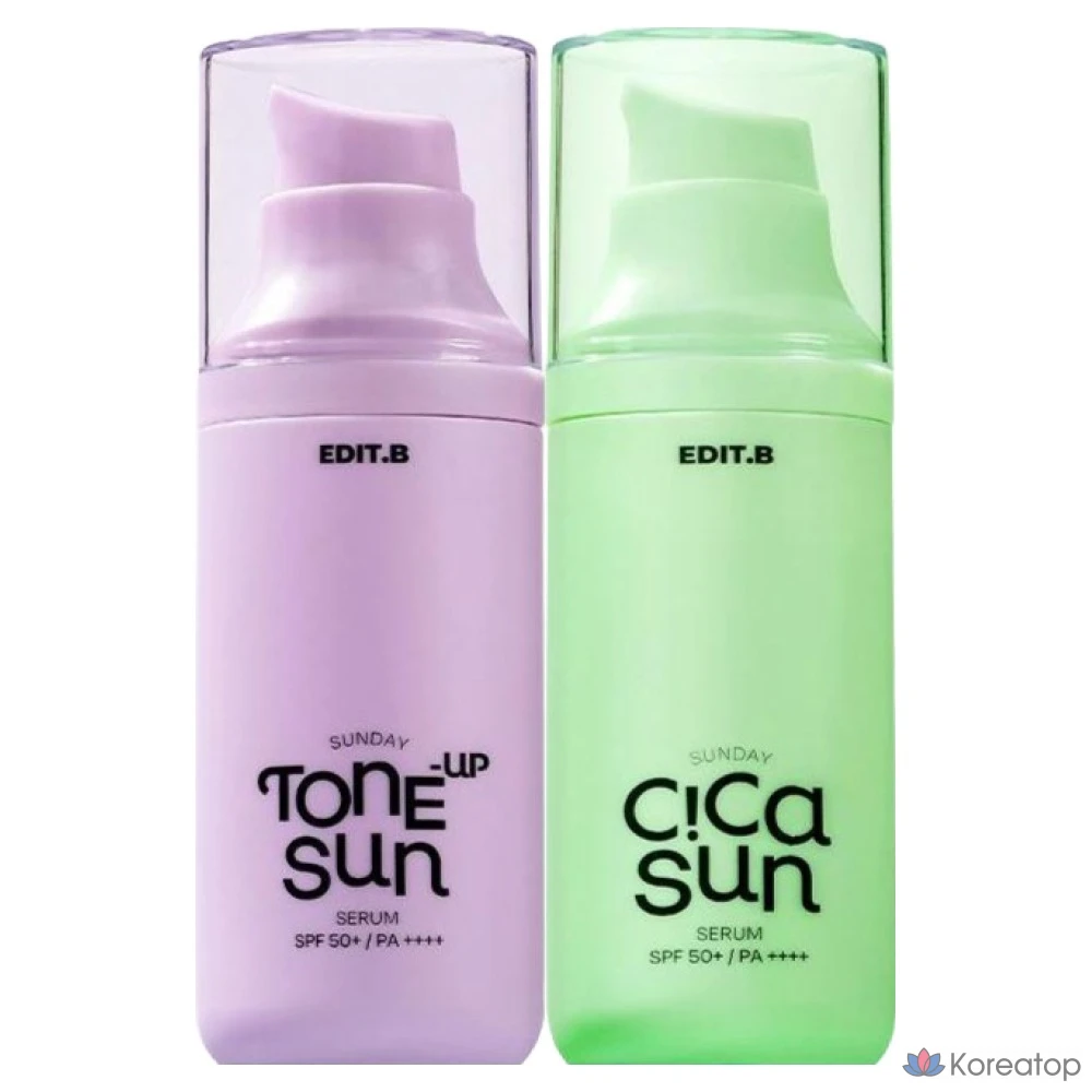 Солнцезащитный крем Edit.B Sunday Tone-Up Sun Serum SPF50+ PA++++, 55 мл, 1 шт.
