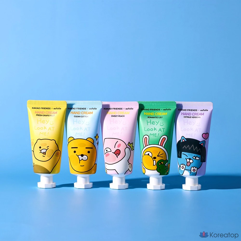 Набор для ухода Esfolio Kakao Friends Look At Me Hand Cream 5-piece Set (Grapefruit/Clean Cotton/Sweet Peach/Romantic Lily/Citrus Verbena), 1 шт.