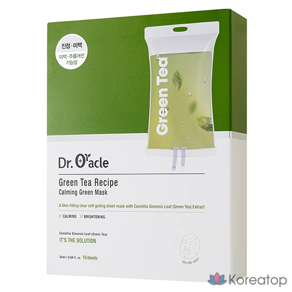 Тканевая маска для лица Dr. Oracle Green Tea Recipe Calming Green Mask, 25 мл, 10 шт.