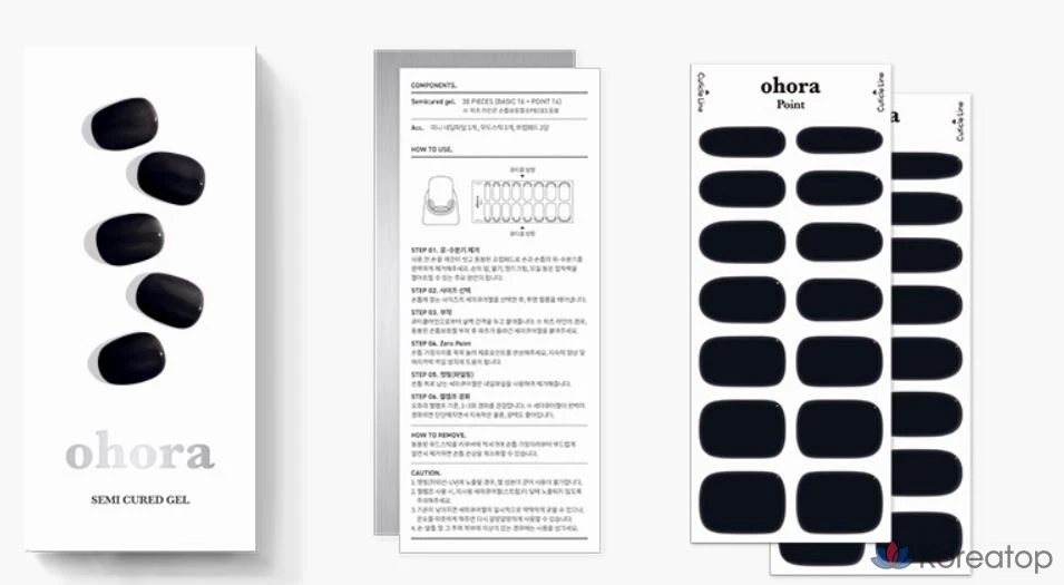 Набор гель-стрипсов для ногтей Ohora Gel Strip Nail 30-piece Set, оттенок Onyx, 30 шт.
