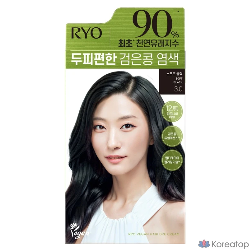 Краска для волос Ryo Scalp Care Black Bean, оттенок 3.0 Soft Black, 120 г, 1 шт.