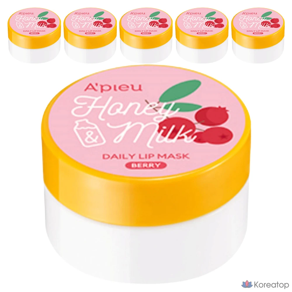 Тканевая маска для губ A'Pieu Honey & Milk Daily Lip Mask, оттенок Berry, 6 г, 6 шт.
