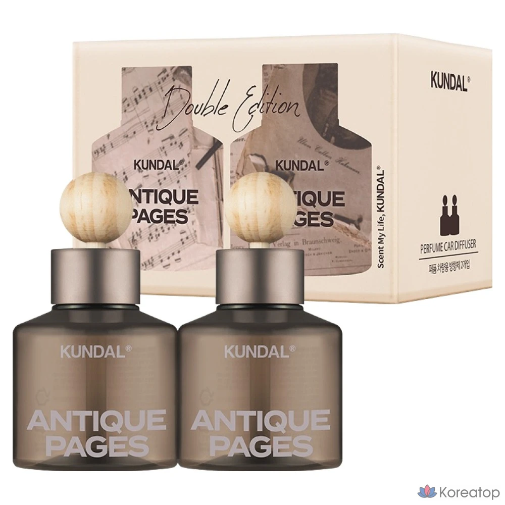 Набор для ухода Kundal Perfume Car Diffuser 75ml 2p + Wood Ball Stick 2p Set, оттенок Antique Page, 1 шт.