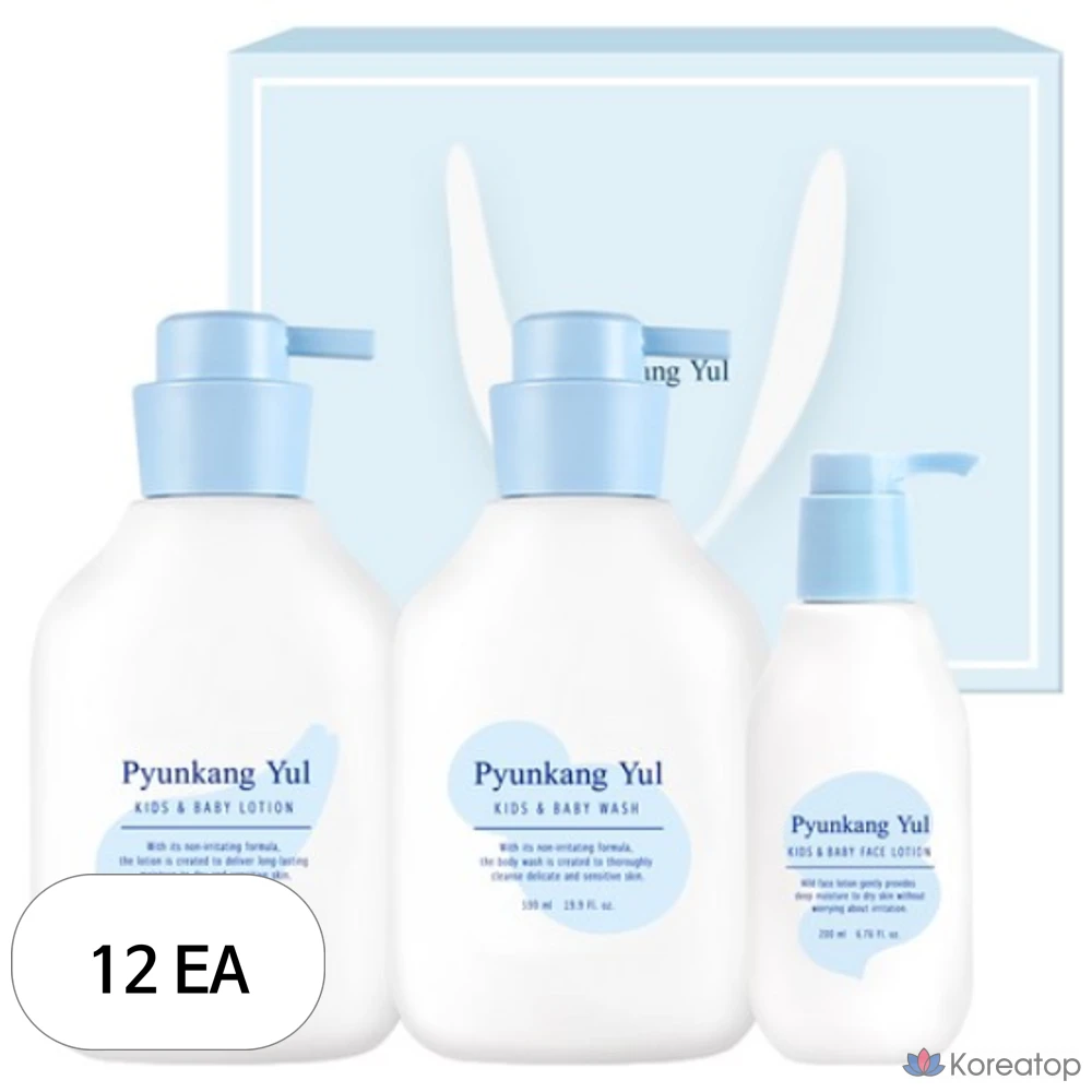 Набор для ухода Pyunkang Yul Kids & Baby Line Lotion 590ml + Wash 590ml + Face Lotion 200ml Gift Set, 12 шт.