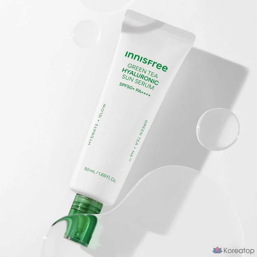 Солнцезащитный крем Innisfree Green Tea Hyaluronic Acid Soothing Moisture Sun Serum SPF50+ PA++++, 50 мл, 1 шт.