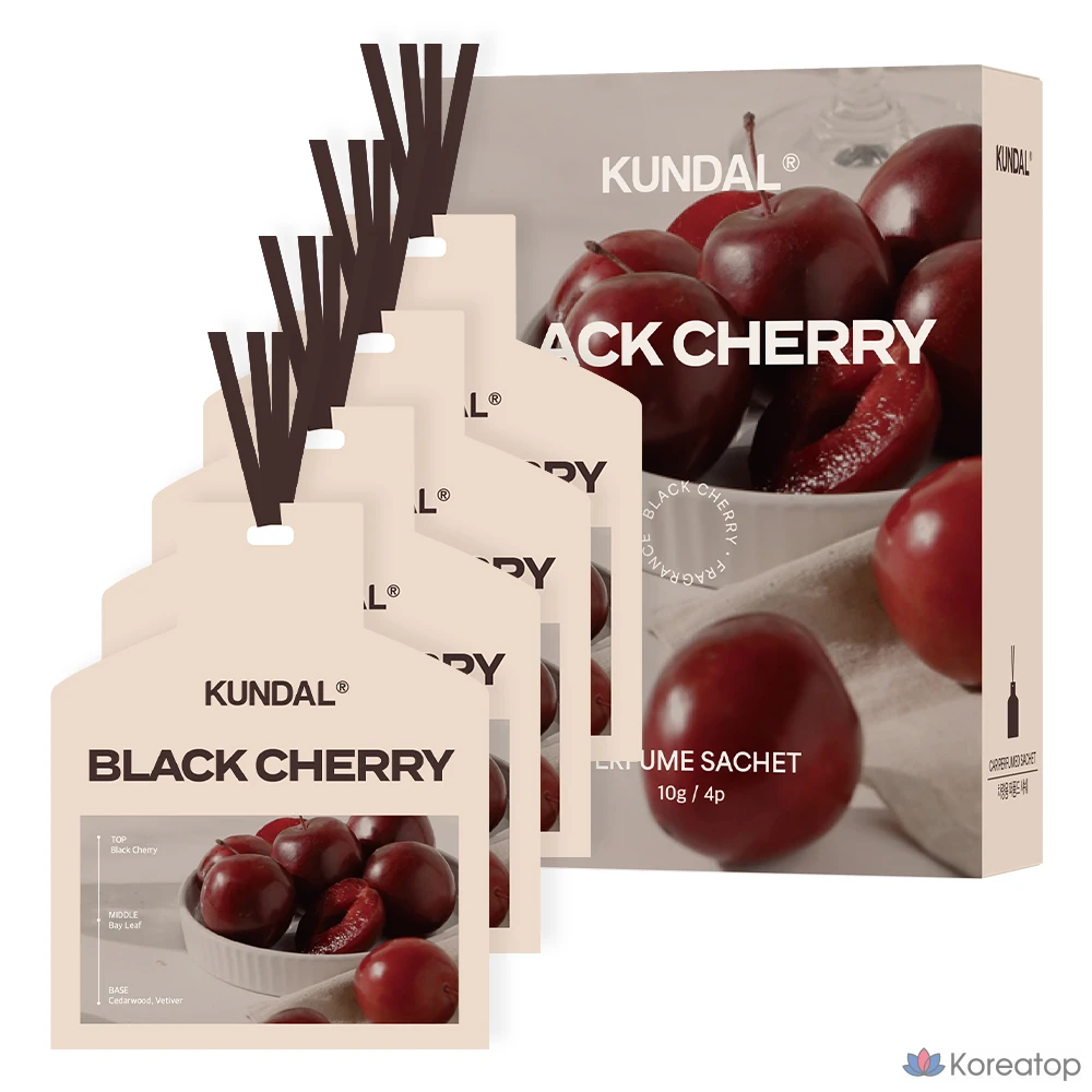 Ароматизатор для автомобиля Kundal Perfumed Sachet, оттенок Black Cherry, 7 г, 4 шт.