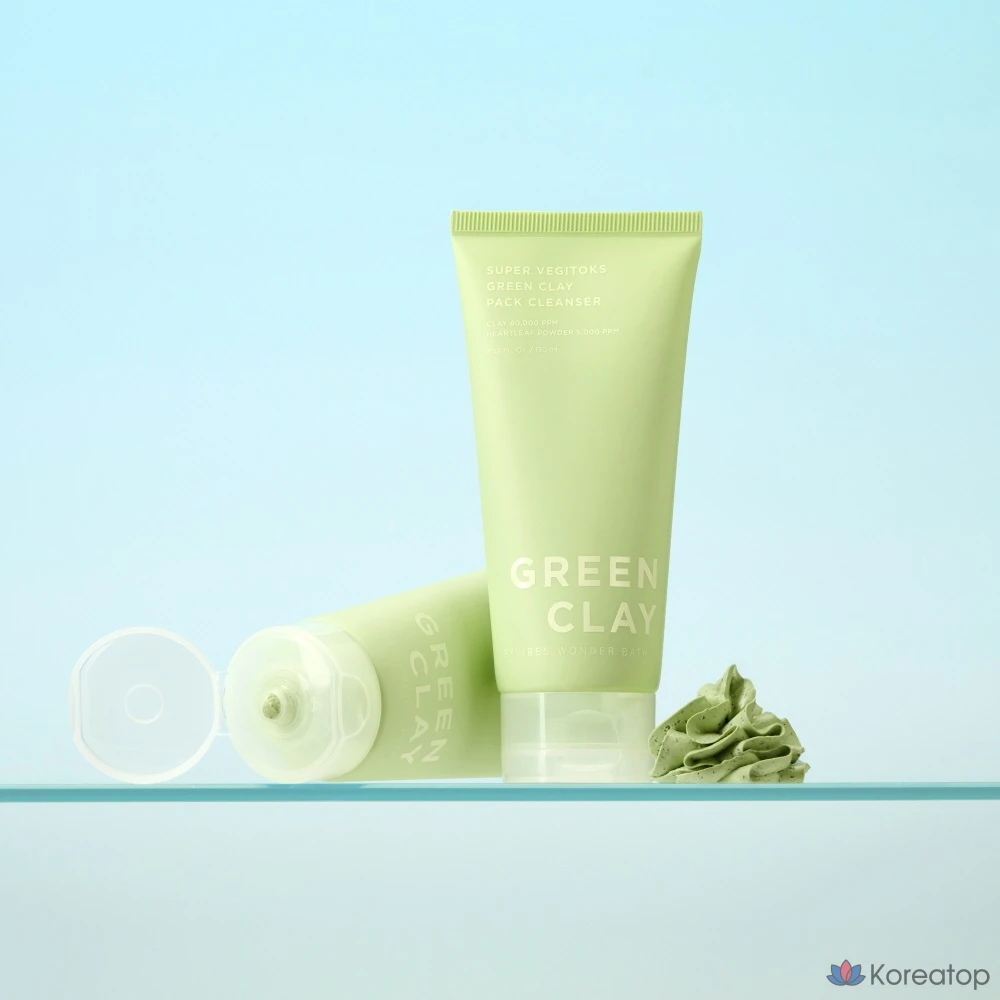 Очищающая глиняная маска Wonder Bath Super Vegitoks Green Clay Pack Cleanser, 130 мл, 1 шт.