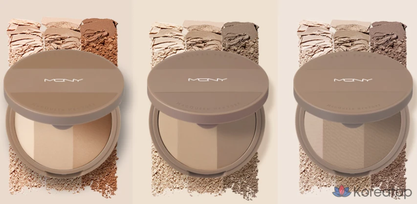 Палетка для контуринга Mqny Fake Up 3-Color Shading, оттенок Beige Brown, 9 г, 1 шт., фото 6