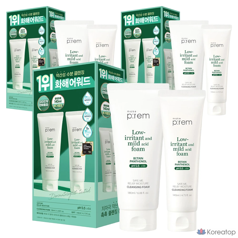 Очищающая пенка MAKE P:REM Safe Me Relief Moisture Cleansing Foam Special Set, 180 мл, 3 шт.