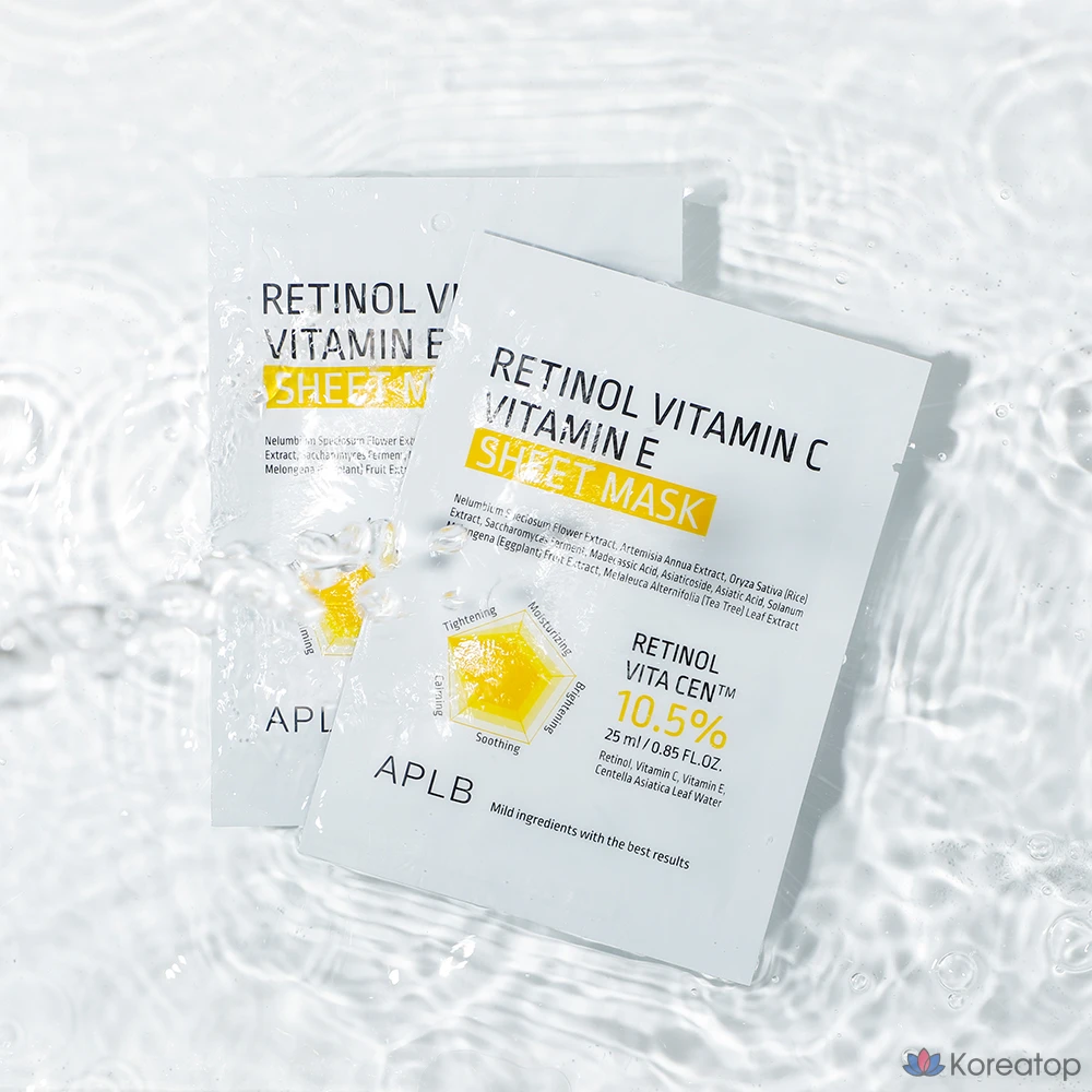 Тканевая маска для лица APLB Retinol Vitamin C Vitamin E Sheet Mask, 30 шт., фото 4