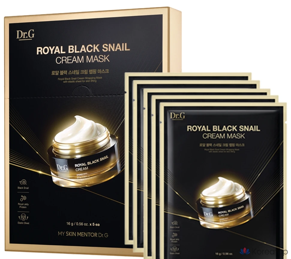 Тканевая маска для лица Dr. G Royal Black Snail Cream Mask, 25 шт., фото 2
