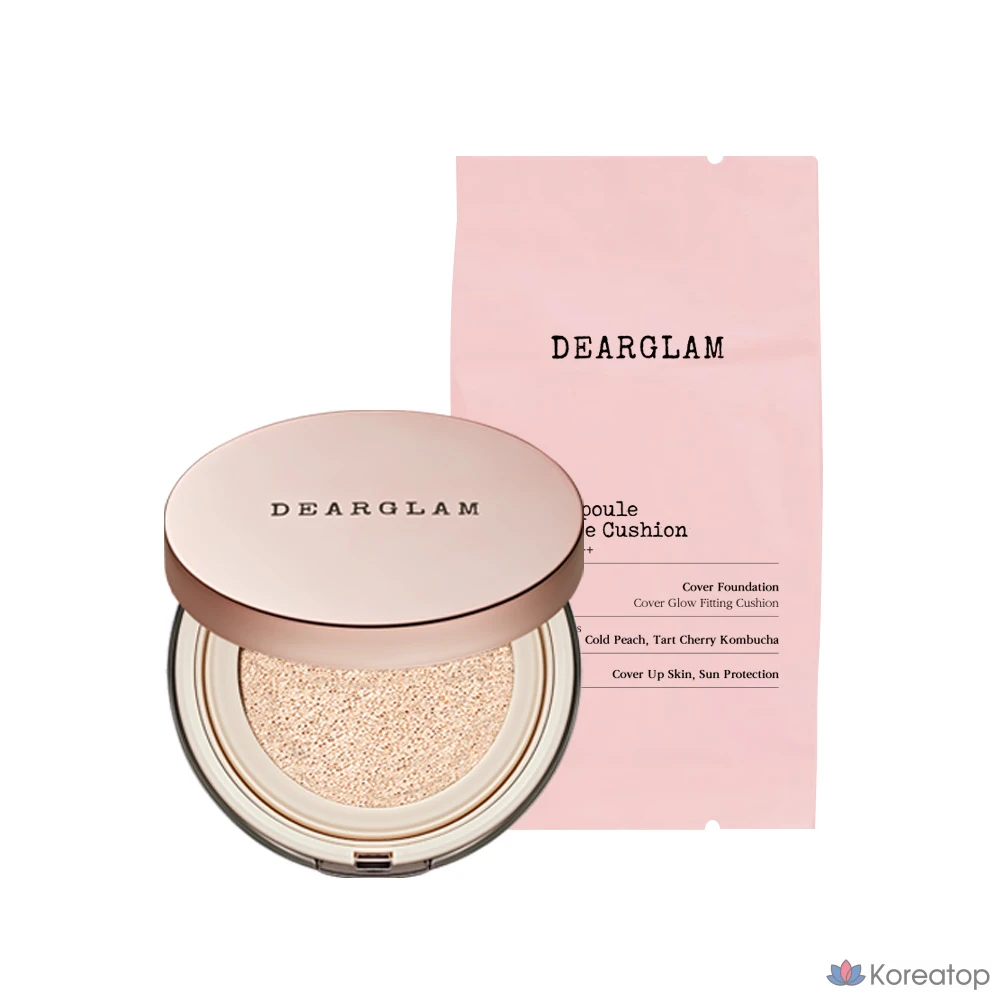 Кушон Jungsaemmool Dear Glam Glow Ampoule Cushion (Основной блок + Сменный блок), оттенок 21 Light Beige, 24 г, 1 шт.