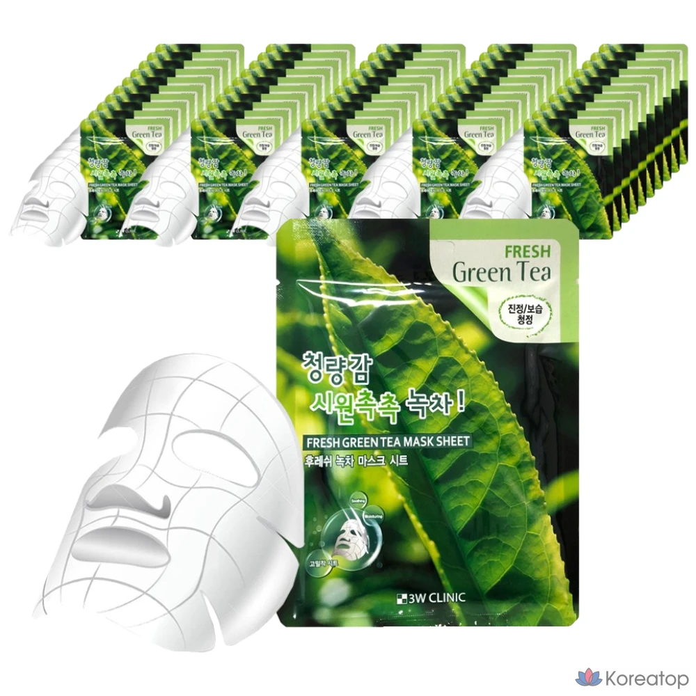 Тканевая маска для лица 3W Clinic Fresh Green Tea Mask, 50 шт.