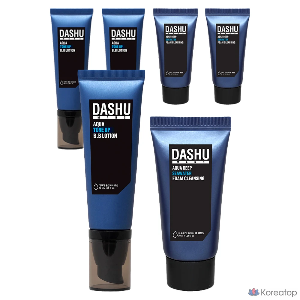 Набор для ухода DASHU Men's Aqua Tone-up BB Lotion + Men's Aqua Deep Sea Water Foam Cleansing 3-piece Set, 1 шт.