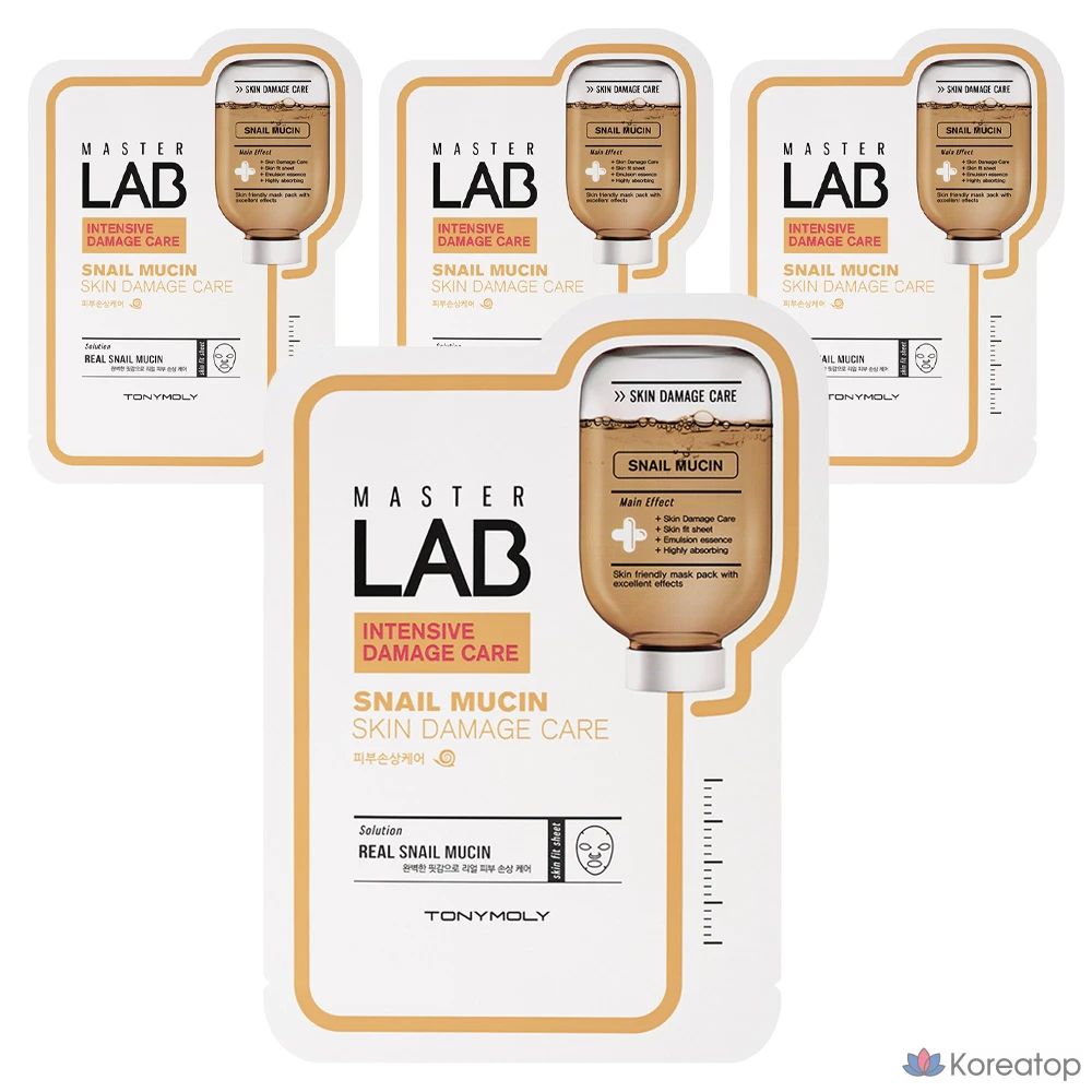 Тканевая маска для лица Tony Moly Master Lab Snail Mucin Mask, 4 шт.