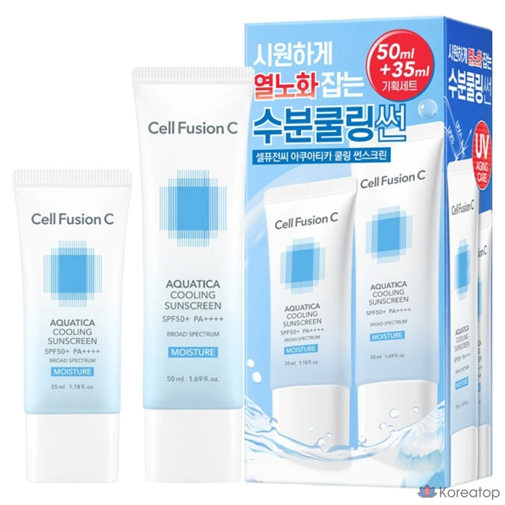 Солнцезащитный крем CELL FUSION C Aquatica Cooling Sunscreen Set, 50 мл + 35 мл, 1 шт.
