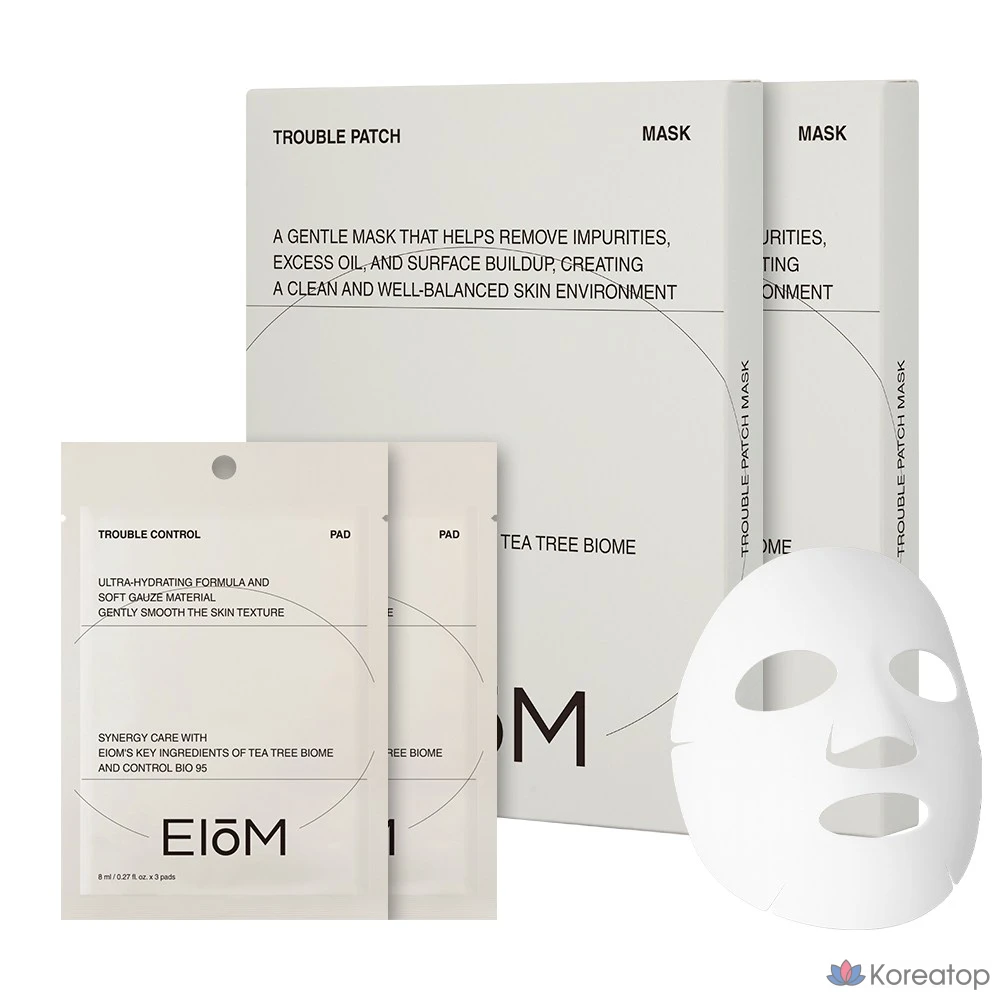 Тканевая маска для лица EIOM Trouble Sebum Absorption Mask Pack + Trouble Control Pad Set, 4 шт.