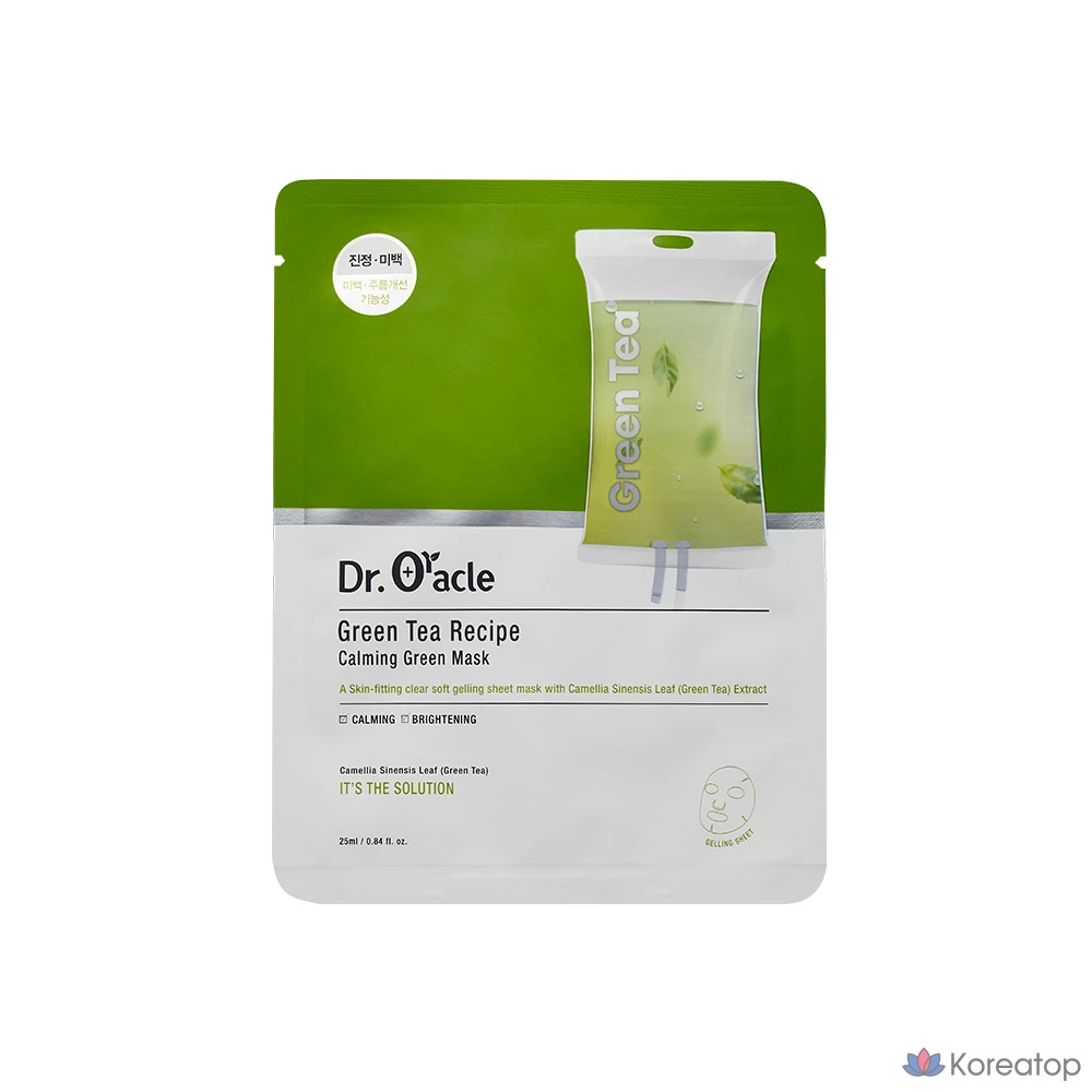 Тканевая маска для лица Dr. Oracle Green Tea Recipe Calming Green Mask, 25 мл, 10 шт.