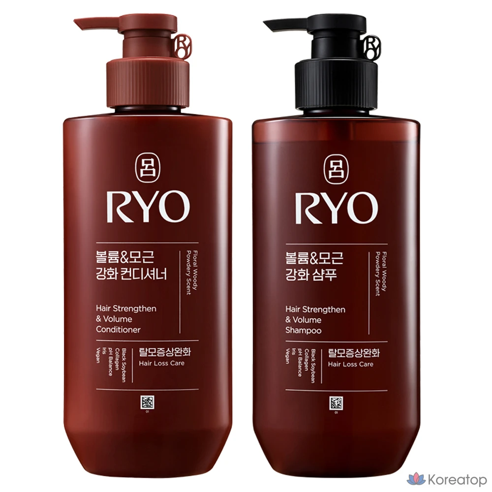 Шампунь и кондиционер Ryo Heukwoon Volume & Hair Root Strengthening Functional Shampoo Floral Woody, 480 мл + 480 мл, 1 шт.