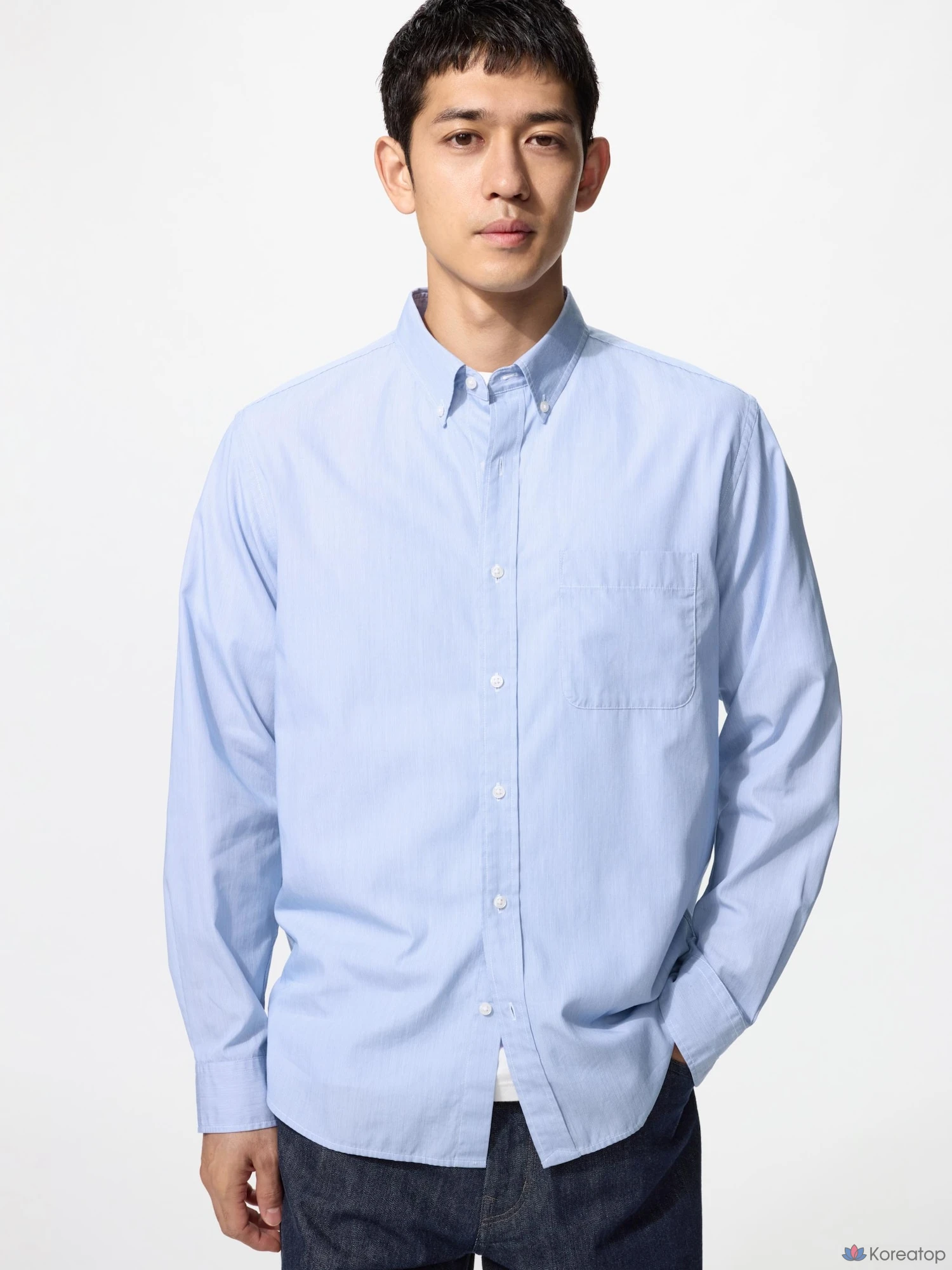 Рубашка Uniqlo Broadcloth Shirt (Button-Down Collar) Hairline