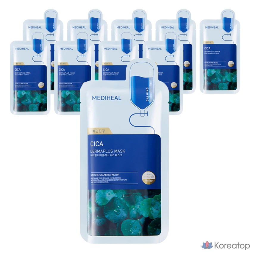 Тканевая маска для лица MEDIHEAL Derma Plus Cica Mask, 10 шт.