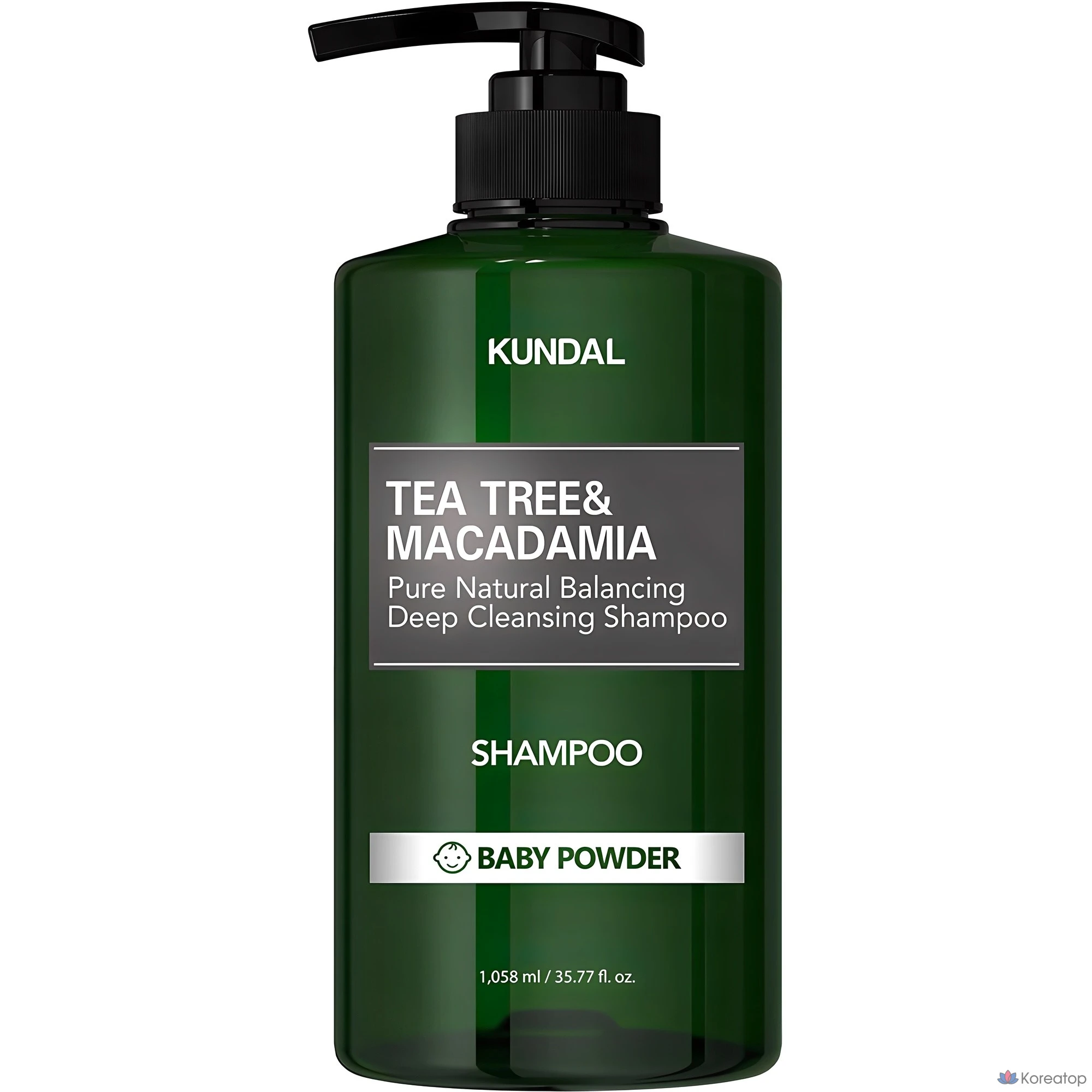 Шампунь Kundal Tea Tree & Macadamia Deep Cleansing Shampoo, аромат Baby Powder, 1.058 л, 1 шт.