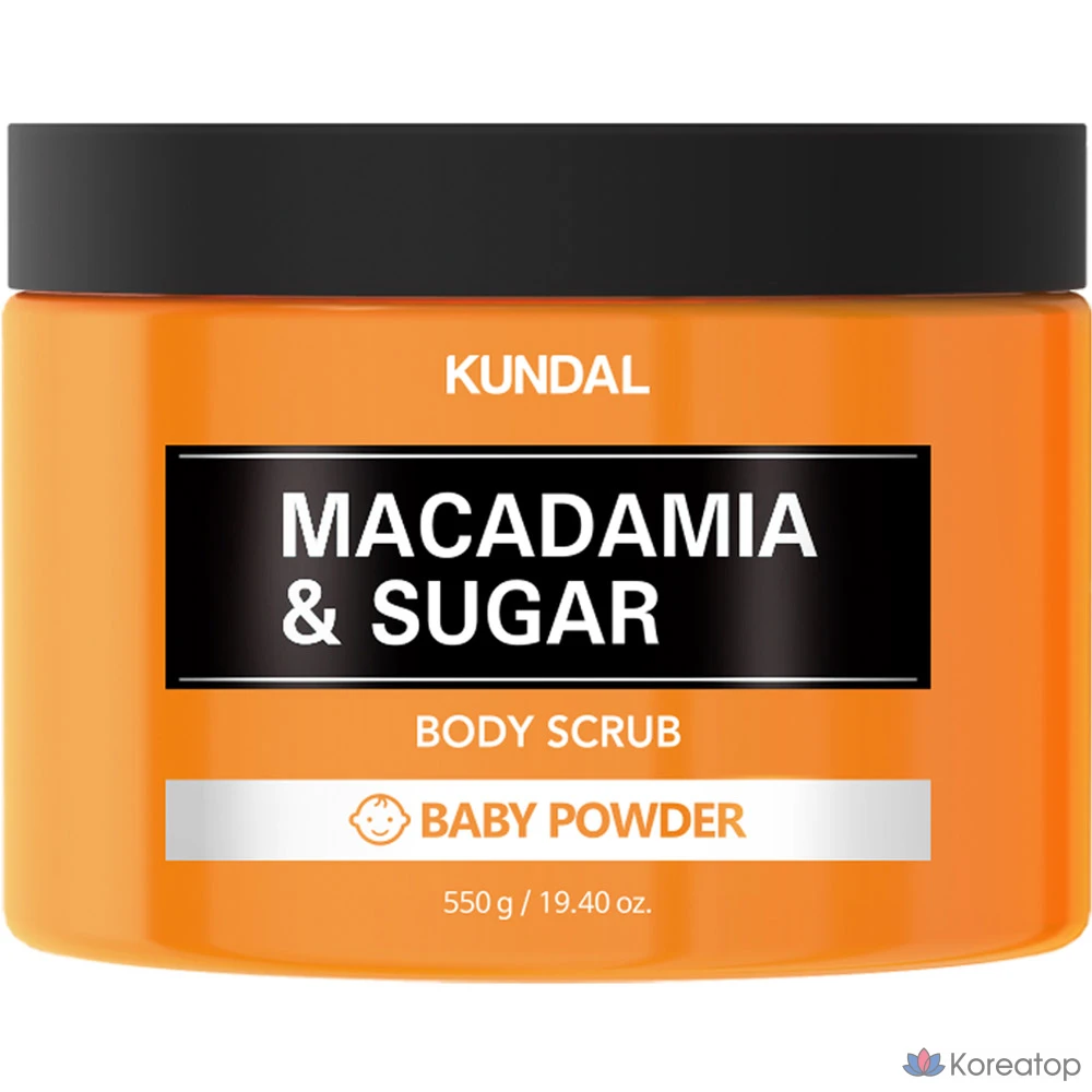 Скраб для тела Kundal Macadamia & Sugar Body Scrub Baby Powder, 550 г, 1 шт.