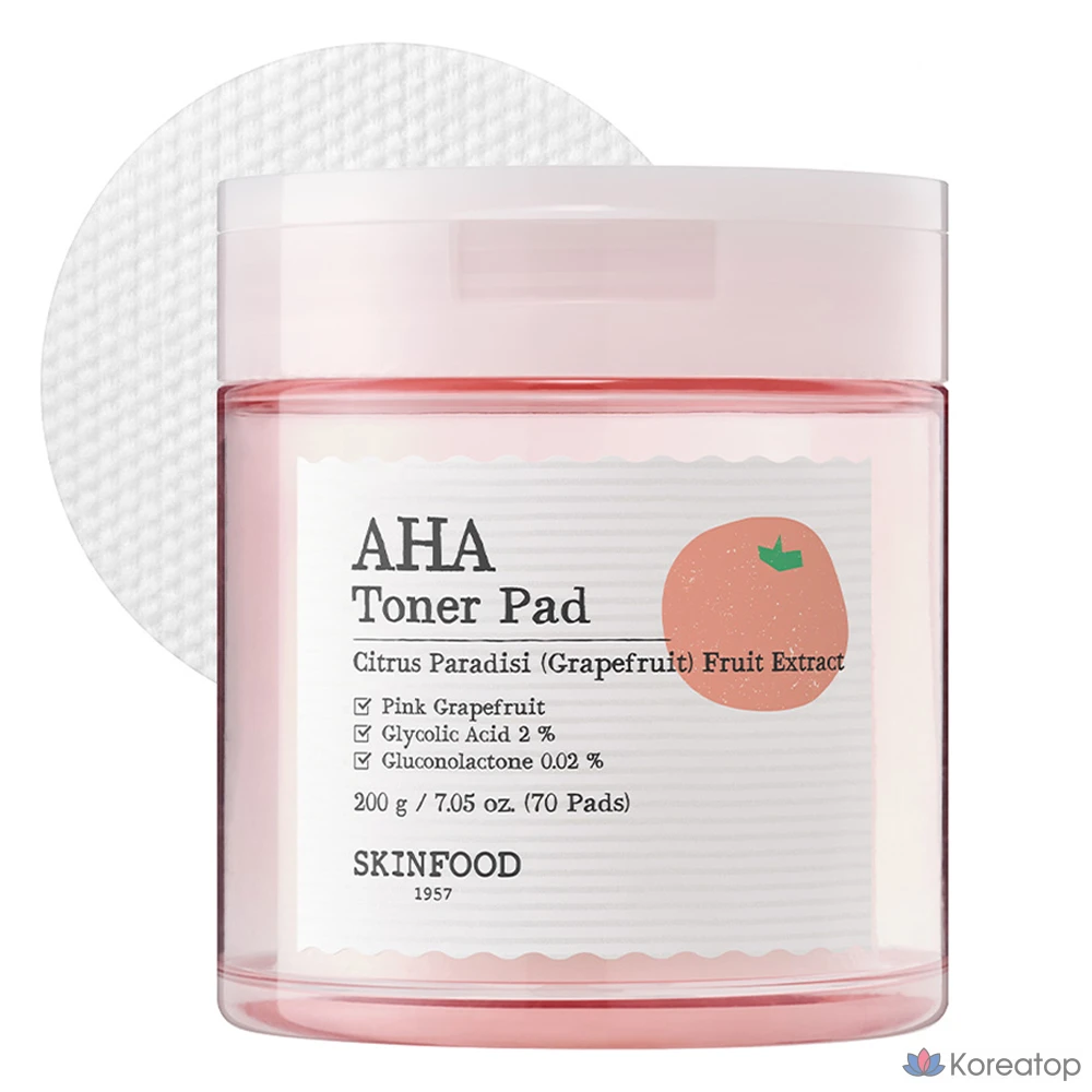 Тонер-пэды Skinfood Pink Grapefruit AHA Toner Pad, 200 г, 70 шт.