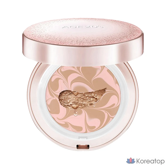 Пудра-компакт AGE 20S Essence Cover Pact Sparkle Case + Refill, оттенок Pink Beige (23), 12.5 г x 2 шт. + 10 мл x 4 шт., 1 шт., фото 3
