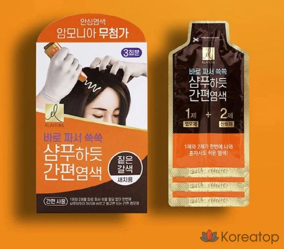 Краска для волос Elastine Shampoo Hair Dye Set, оттенок Dark Brown, 60 г, 1 шт., фото 2