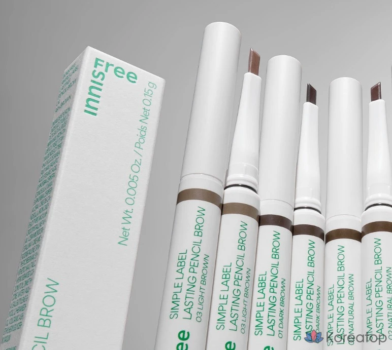 Карандаш для бровей Innisfree Simple Label Lasting Pencil Brow, оттенок 4 Ash Brown, 0.15 г, 1 шт.