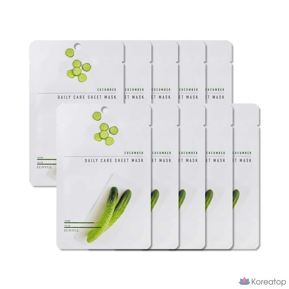 Тканевая маска для лица Eunyul Cucumber Daily Care Sheet Mask, 20 шт.