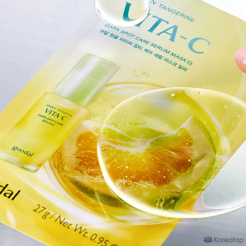 Тканевая маска для лица Goodal Green Tangerine Vita C Dark Spot Care Serum Mask Alpha, 5 шт., фото 2