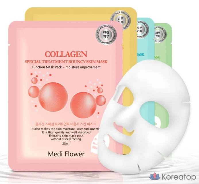 Тканевая маска для лица MediFlower Collagen Bouncy Mask, 90 шт., фото 2