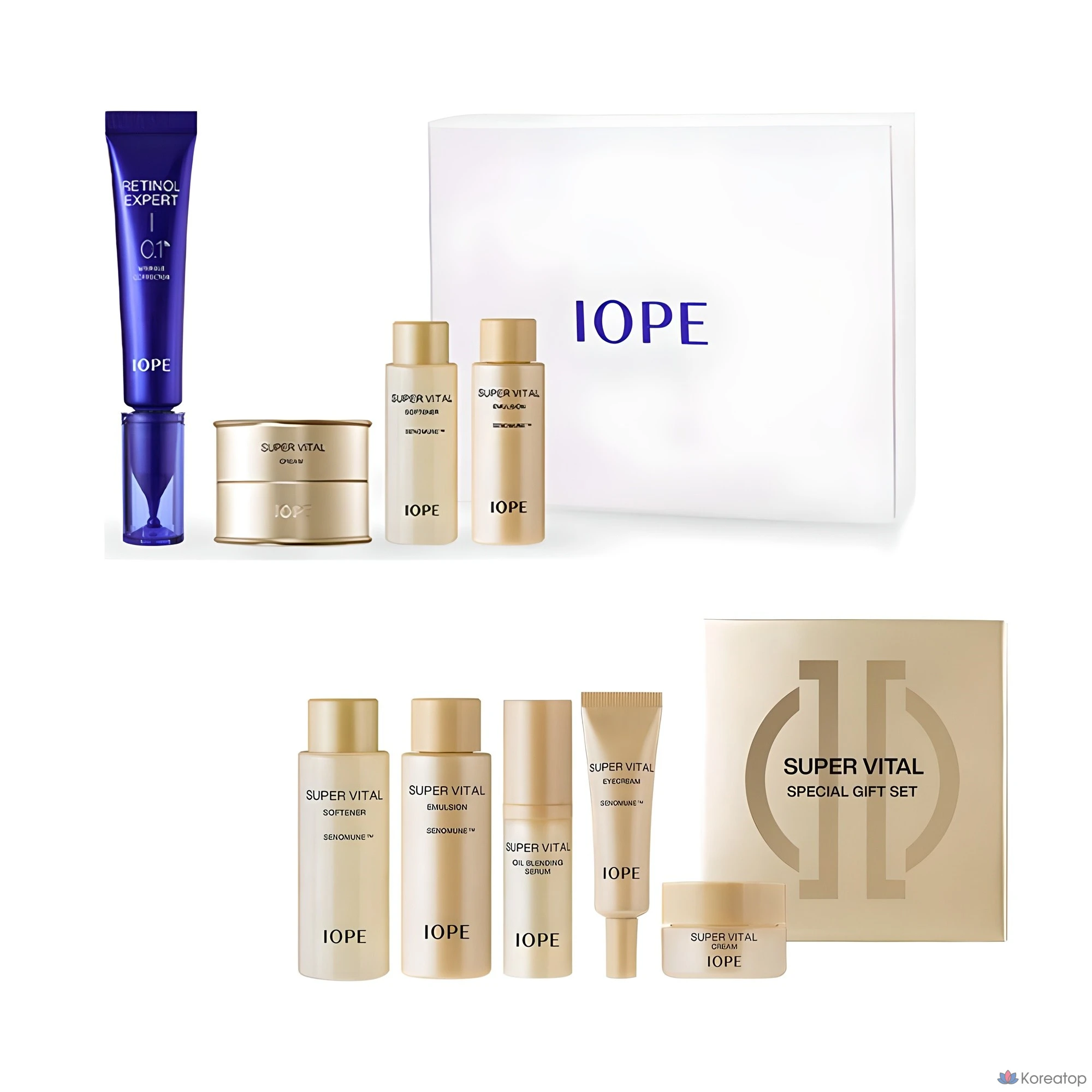 Набор для ухода IOPE Retinol Expert 0.1% Wrinkle Corrector Essence 4-piece Set + Super Vital Sample 5-piece Set, 1 шт.