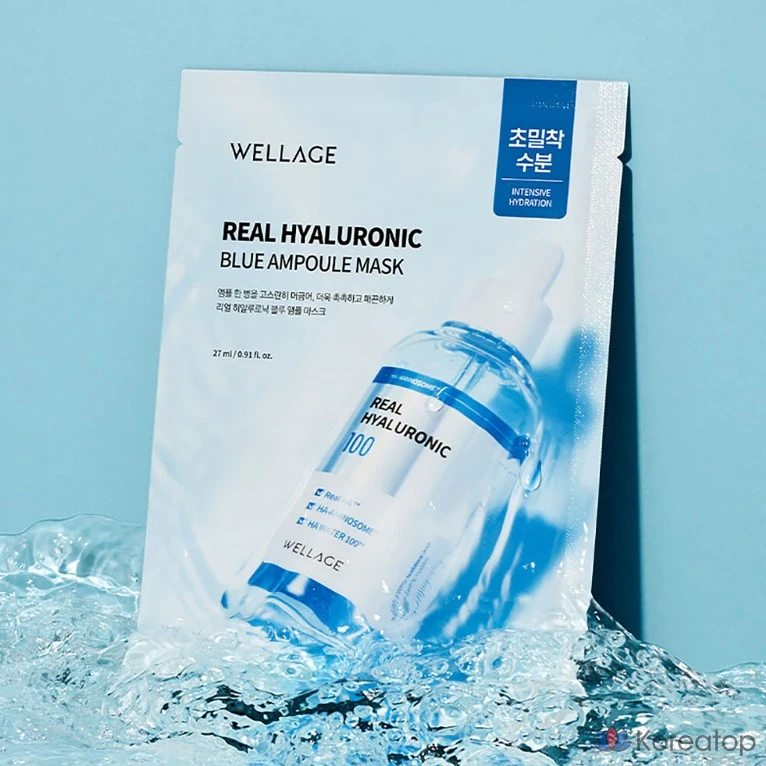 Тканевая маска для лица WELLAGE Real Hyaluronic Blue Ampoule Mask, 30 шт., фото 2