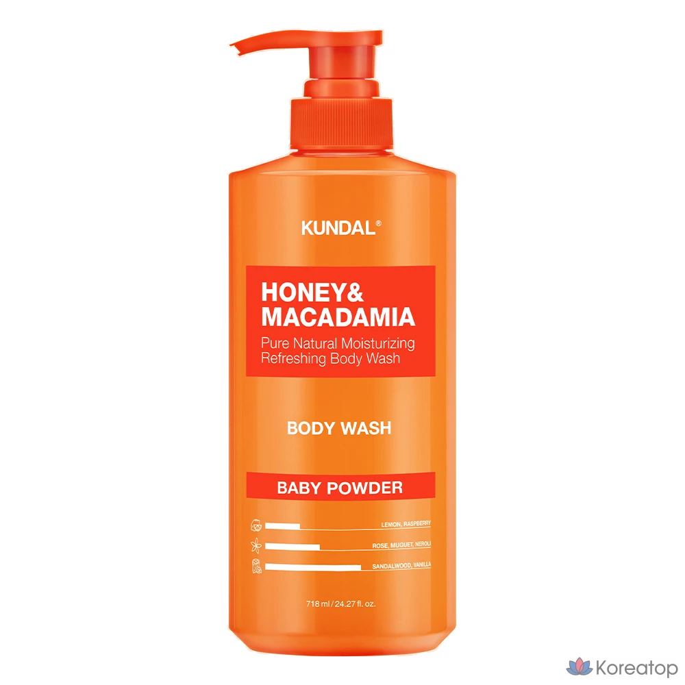 Гидрофильное масло для тела Kundal Honey &amp; Macadamia Body Wash, аромат Baby Powder, 718 мл, 1 шт.