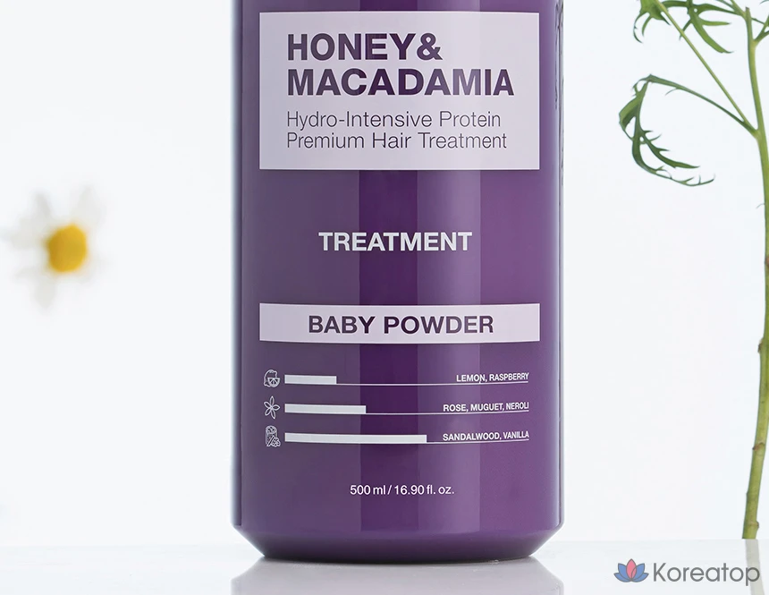 Кондиционер для волос Kundal Honey & Macadamia Hair Treatment, аромат Baby Powder, 500 мл, 1 шт., фото 6