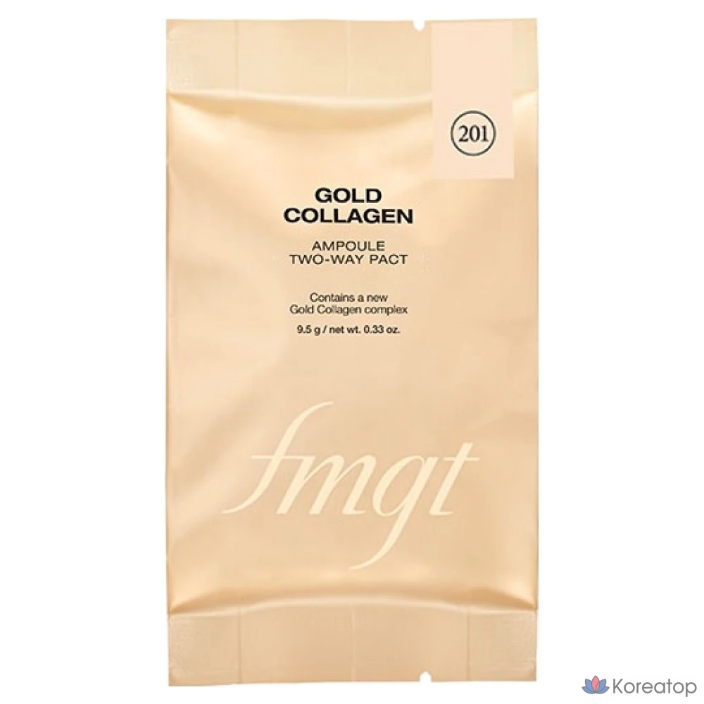 Пудра-компакт The Face Shop Gold Collagen Two-Way Pact Refill, оттенок 201 Apricot Beige, 9.5 г, 1 шт.