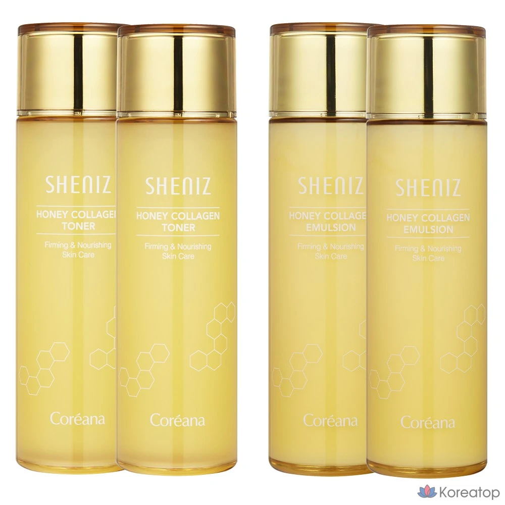 Набор для ухода Coreana Shineez Honey Collagen Skin Toner + Emulsion, 150 мл + 150 мл, 2 шт.