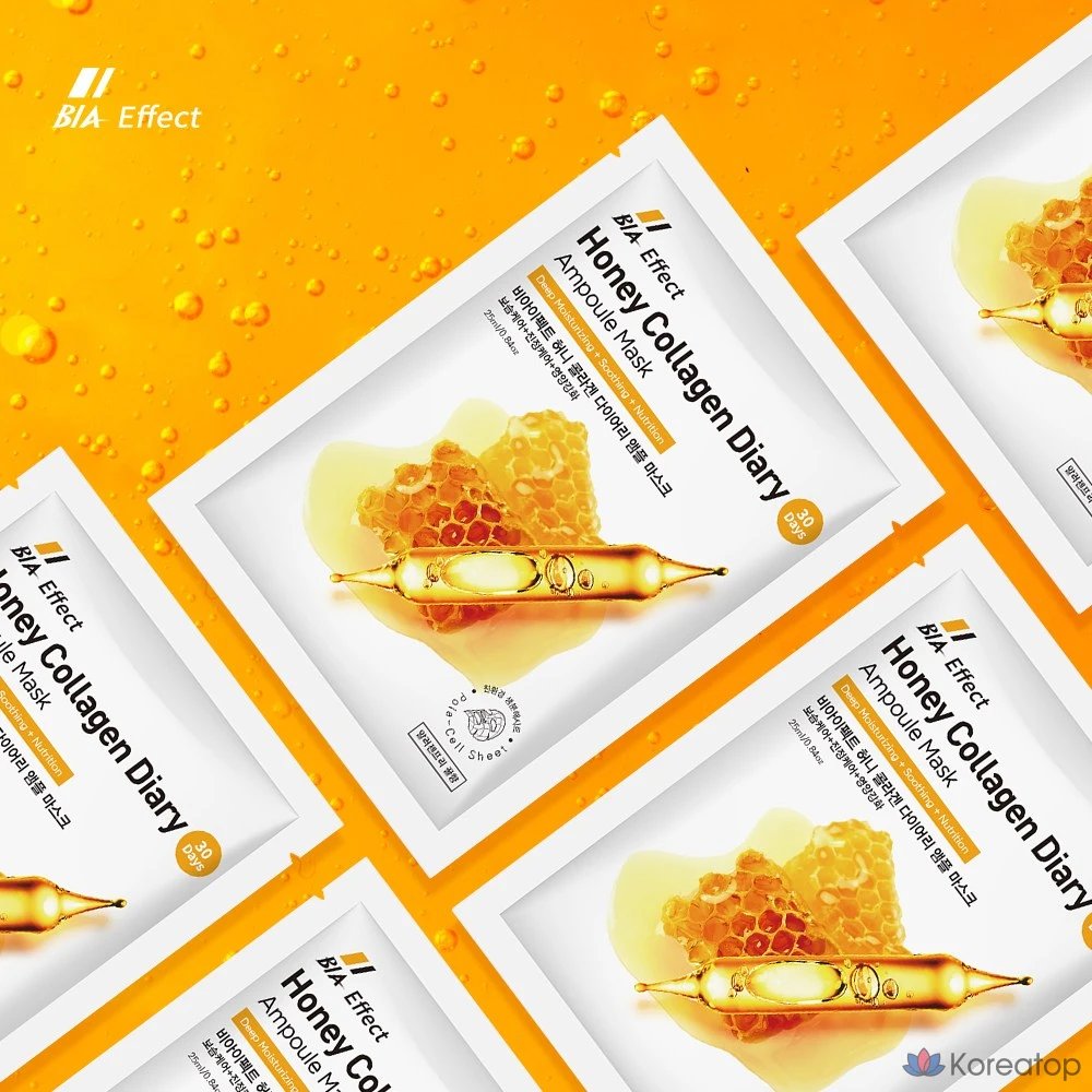 Тканевая маска для лица BIA EFFECT Honey Collagen Ampoule Mask Premium, 25 мл, 1 шт.