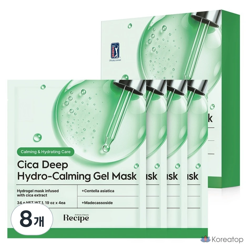 Тканевая маска для лица Re:cipe Cica Deep Hydro Calming Gel Mask, 8 шт.