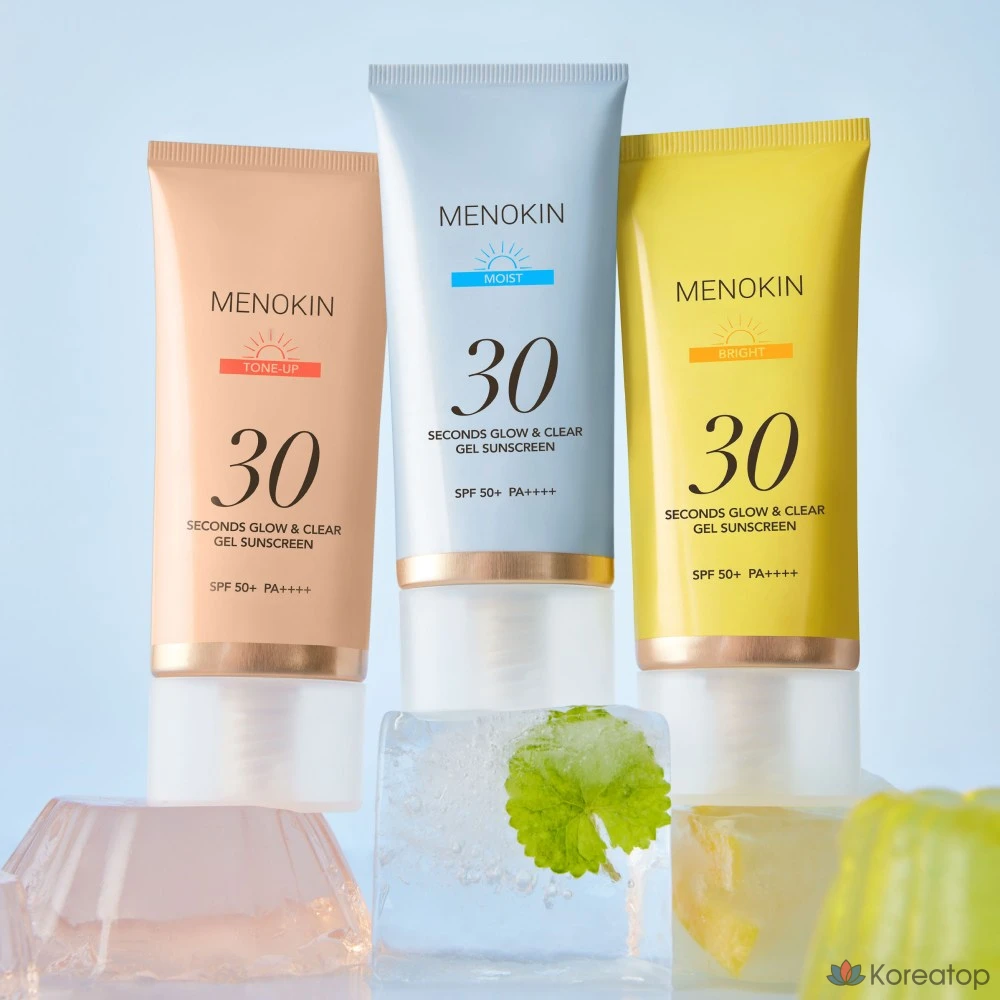 Солнцезащитный крем MENOKIN 30 Second Glow &amp; Clear Gel Sunscreen Tone-up SPF50+ PA++++, 50 мл, 1 шт.