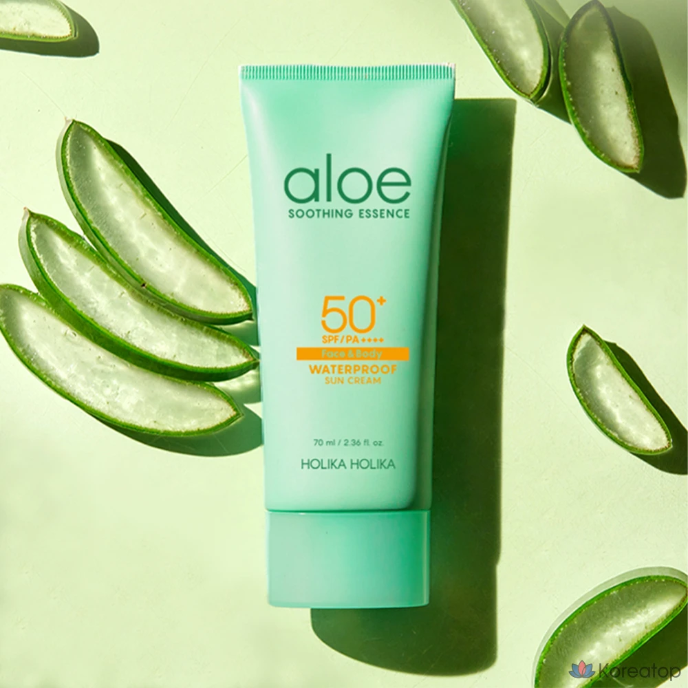 Солнцезащитный крем Holika Holika Aloe Waterproof Sun Cream SPF50+ PA++++, 70 мл, 1 шт.