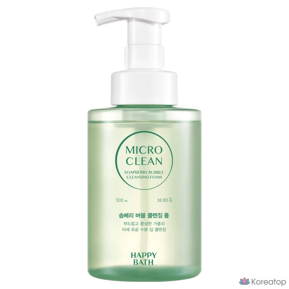 Очищающая пенка Happy Bath Micro Clean Soapberry Bubble Cleansing Foam, 500 мл, 1 шт.
